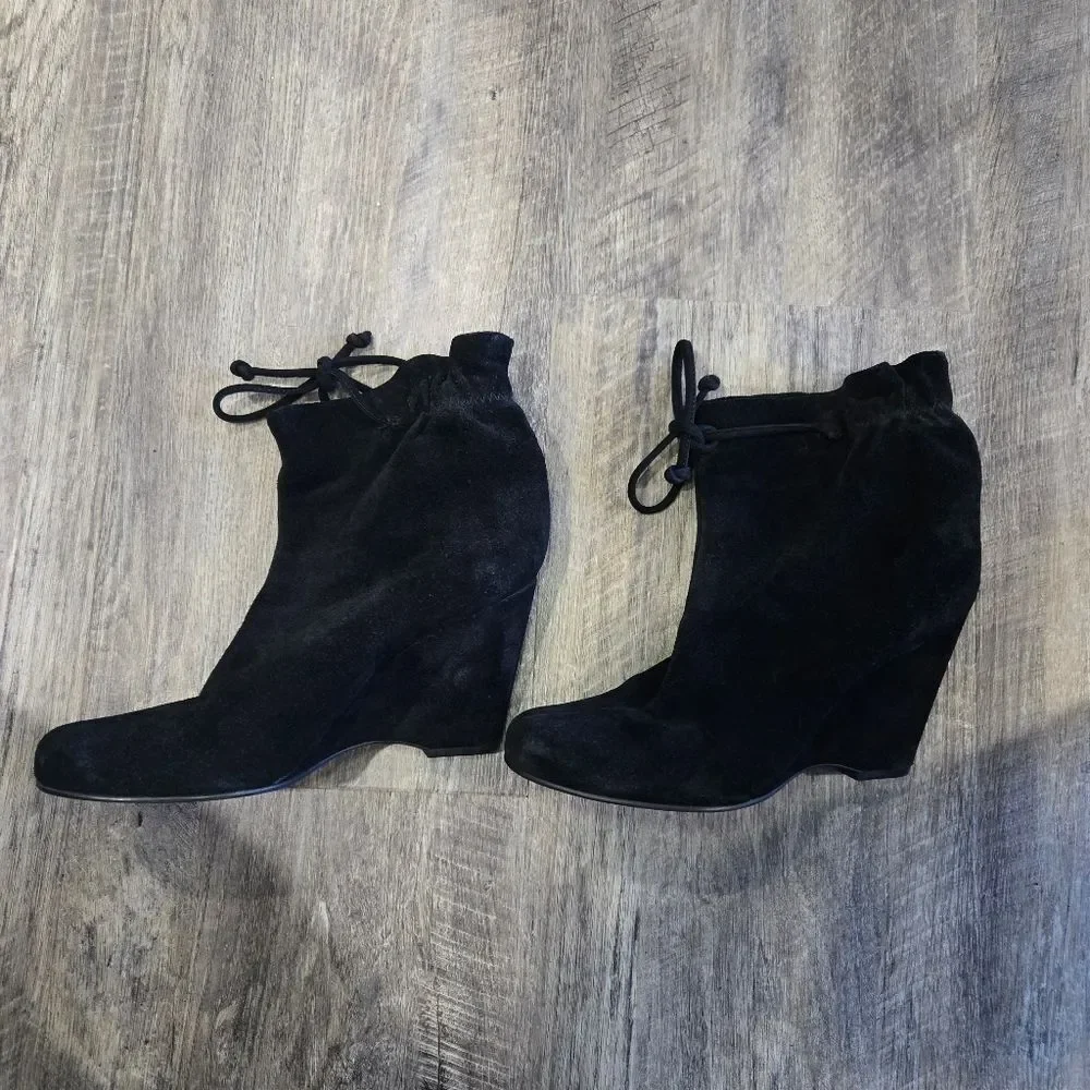 🐢 Kate Spade Black Suede Ankle Tie Boots Women’s Size 7.5